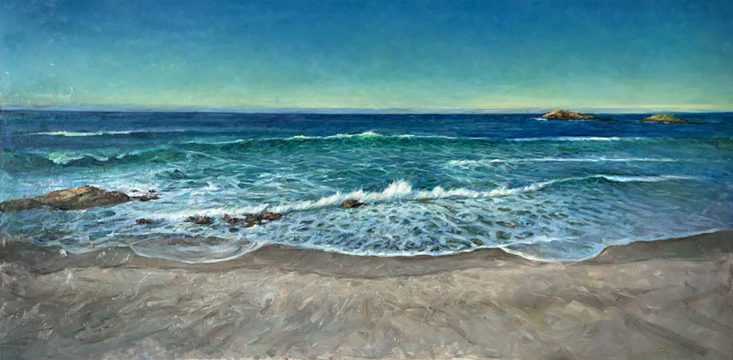 Luke Hollis NZ fine art landscape paintings, Ocean Beach, Oil on canvas 